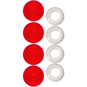 Cruiser Accessories Red Reflector license plate fastener caps, front view