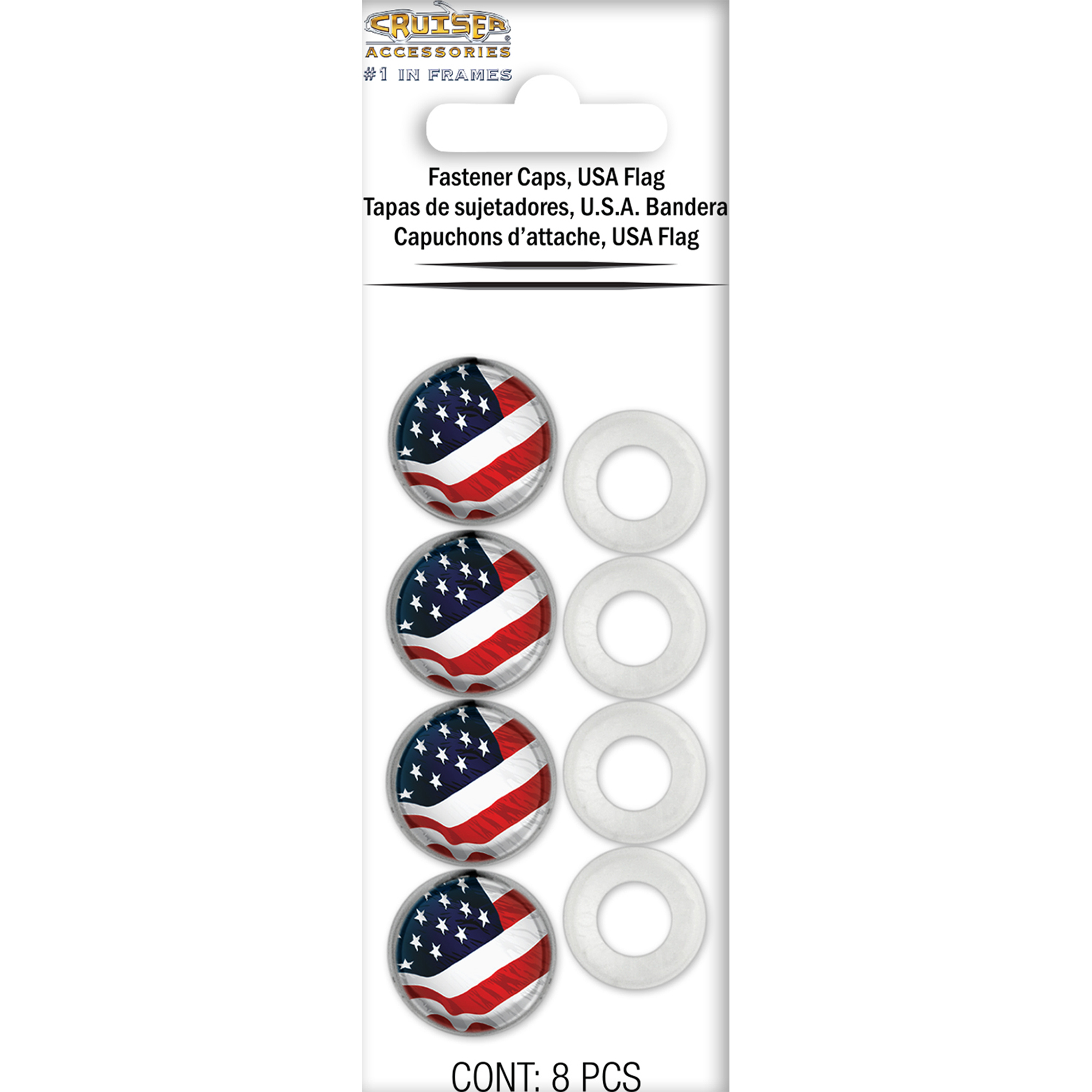 USA Flag License Plate Fastener Caps