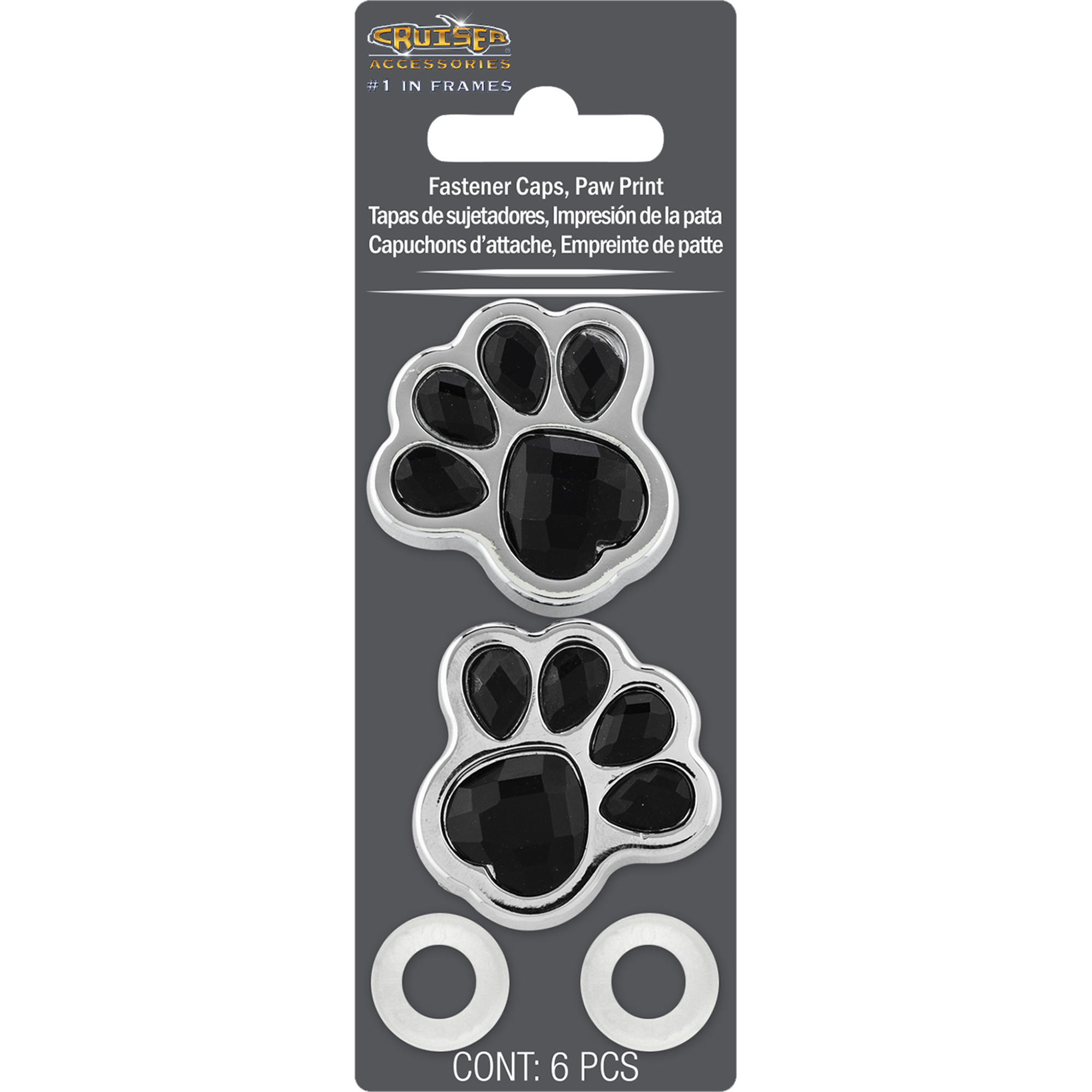 Paw Print License Plate Fastener Caps