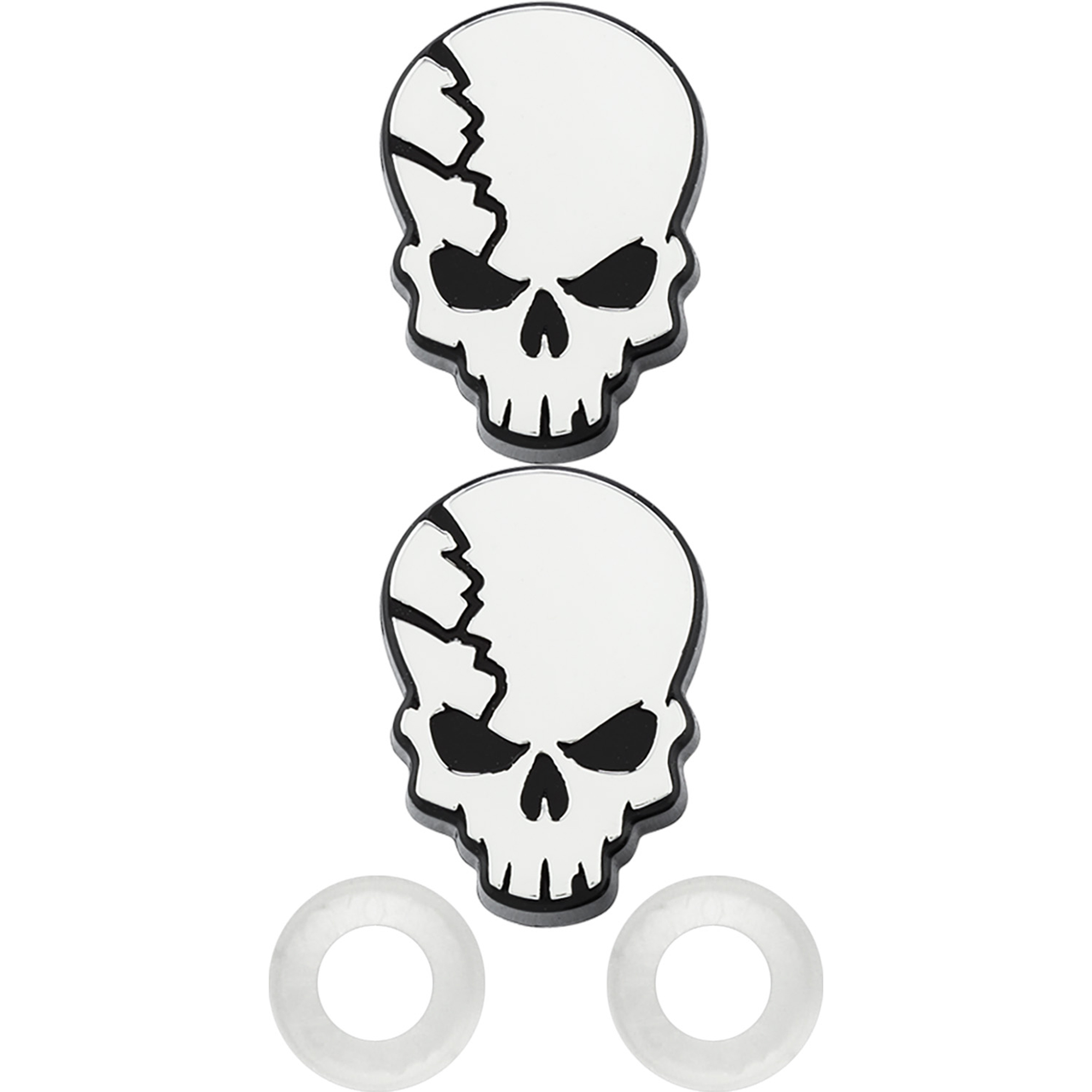 Skull License Plate Fastener Caps, Chrome