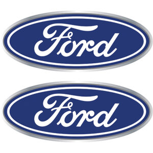 Cruiser Accessories Ford license plate fastener caps in blue, white and chrome, font view