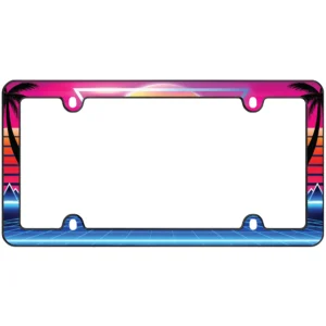 Cruiser Accessories Synthwave license plate frame in chrome, front view