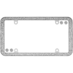 Shattered License Plate Frame, Chrome/Clear (with fastener caps)