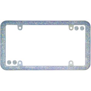 Shattered License Plate Frame, Chrome/Iridescent (with fastener caps)