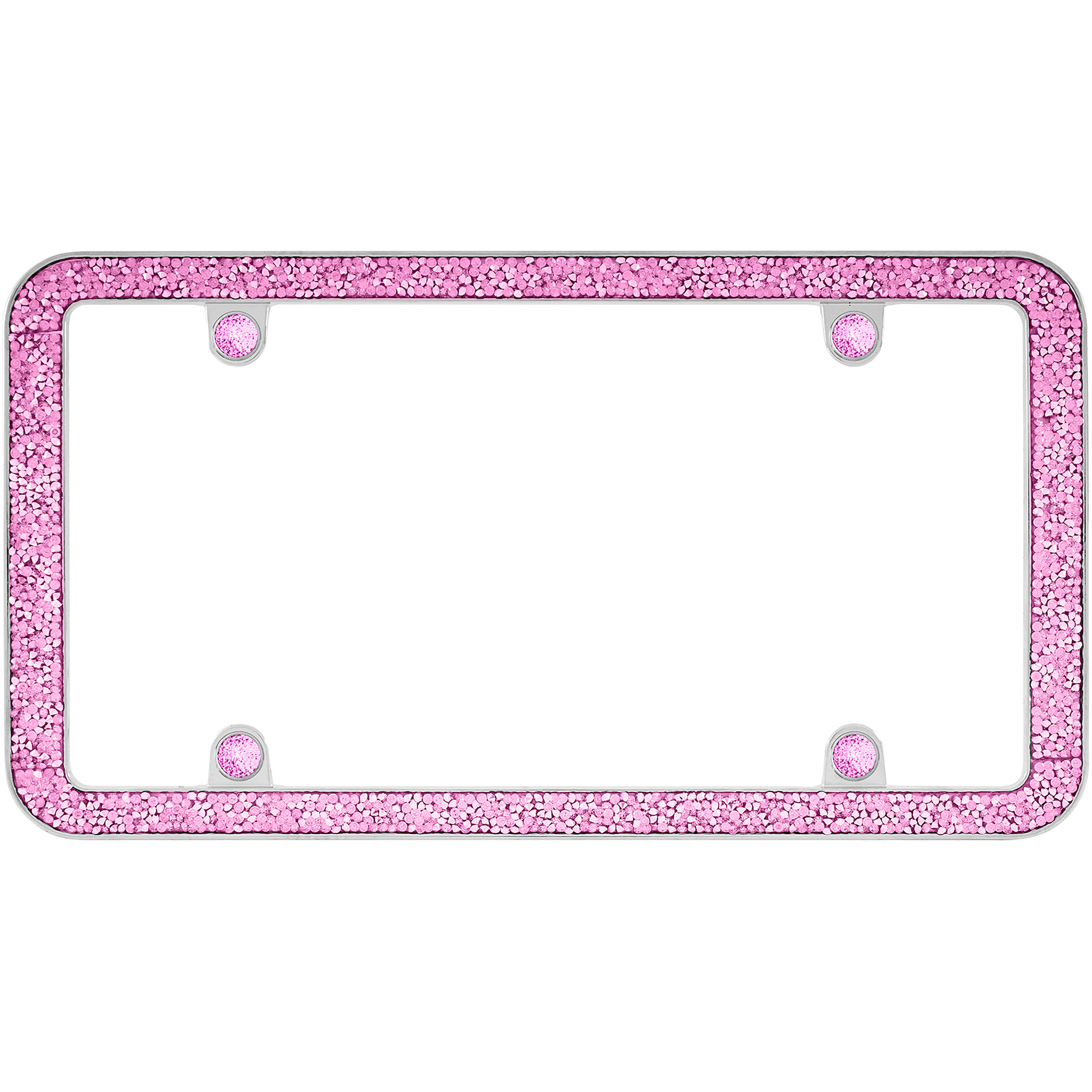 Shattered License Plate Frame, Chrome/Pink (with fastener caps)