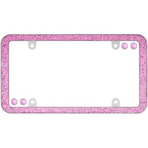 Shattered License Plate Frame, Chrome/Pink (with fastener caps)