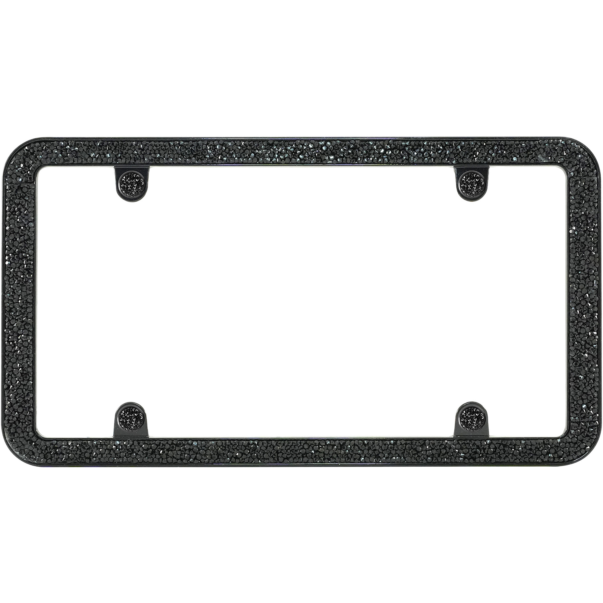 Shattered License Plate Frame, Black (with fastener caps)