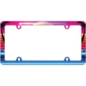 Synthwave License Plate Frame, White