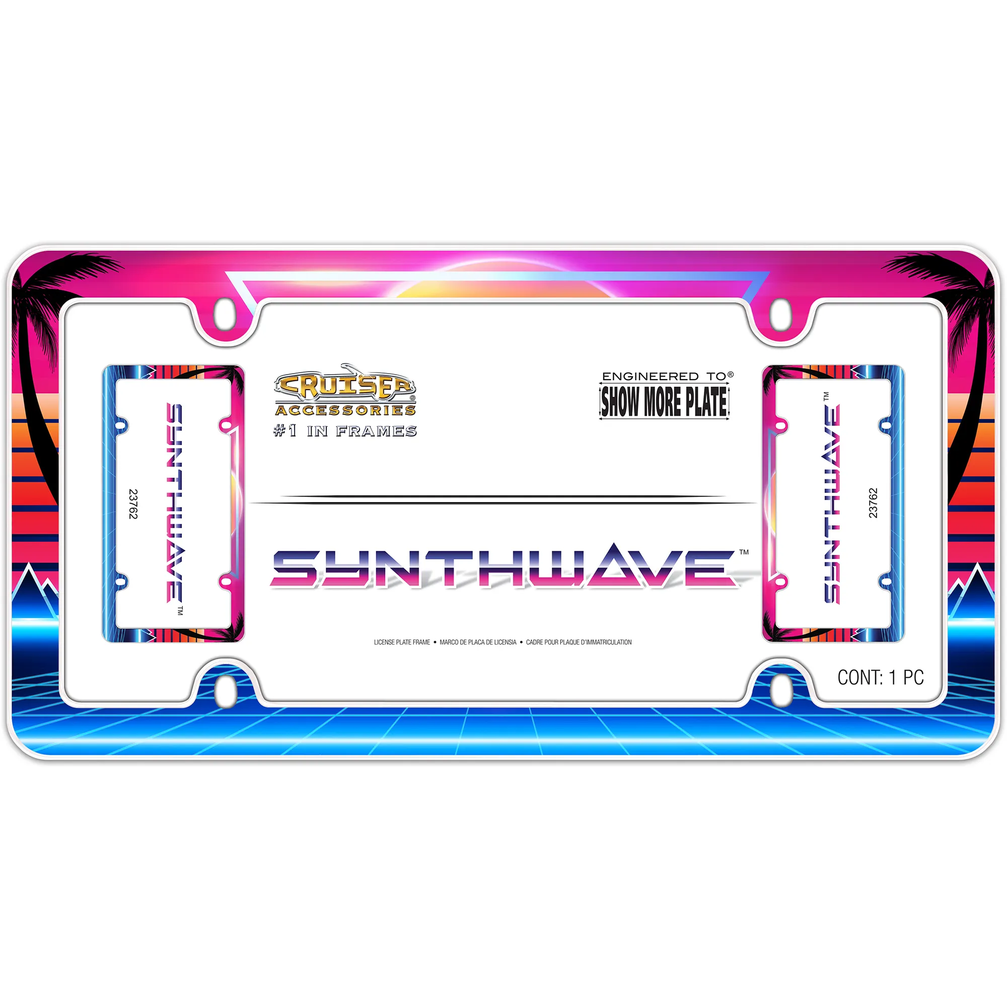 Synthwave License Plate Frame, White