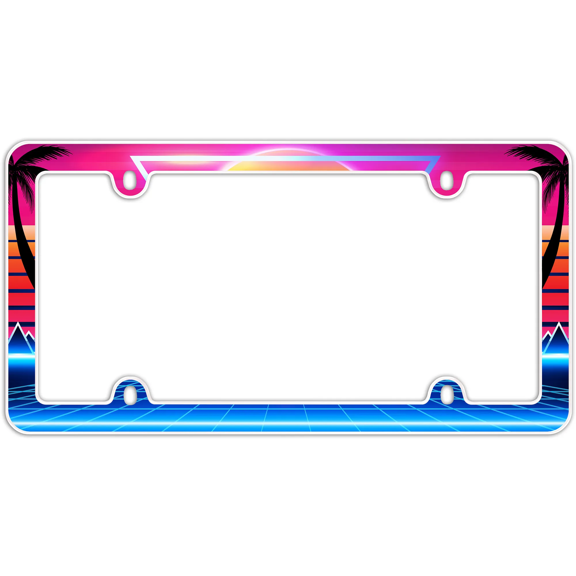 Synthwave License Plate Frame, White