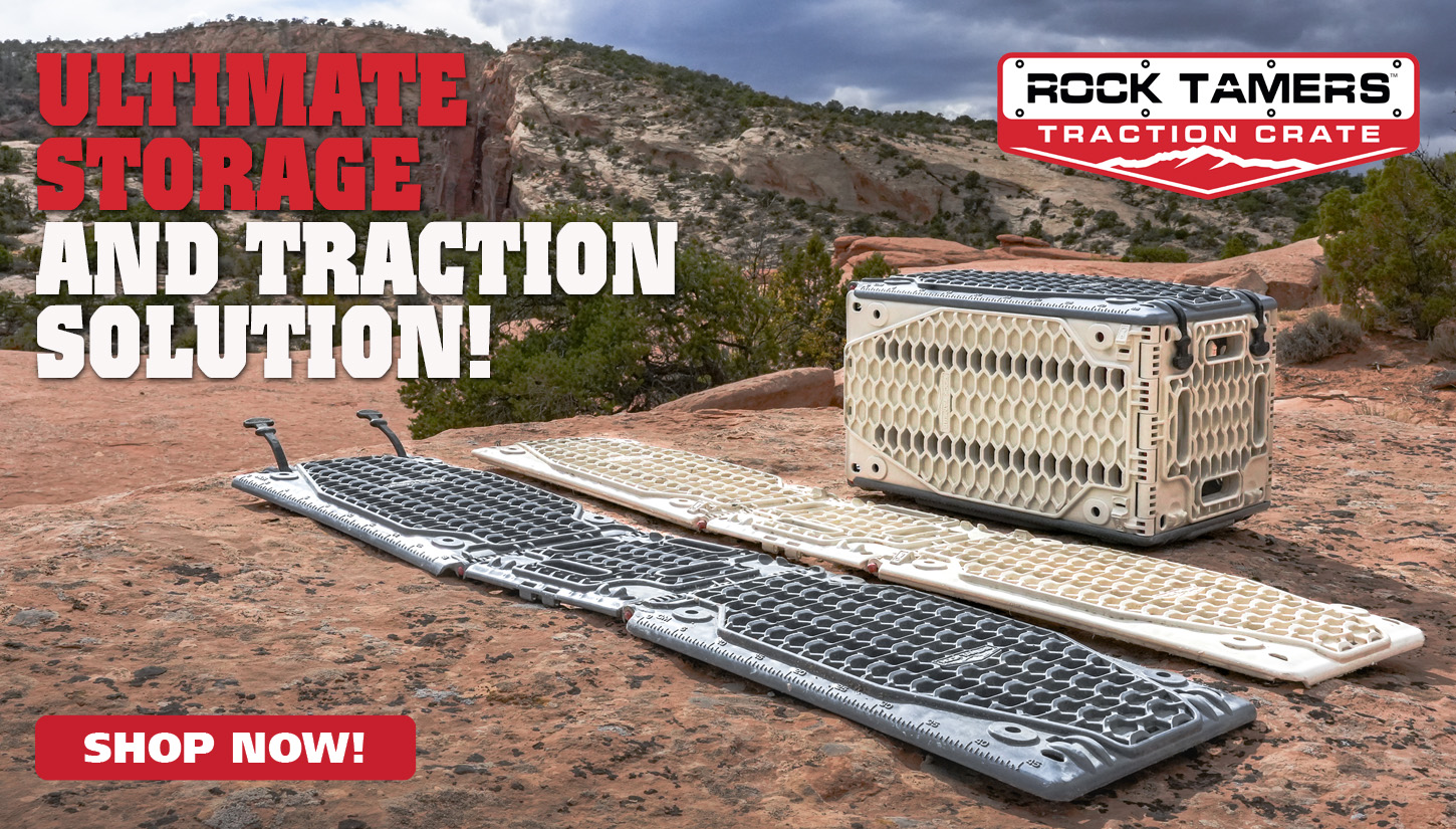 Rock Tamers Traction Crate ultimate storage traction solution banner