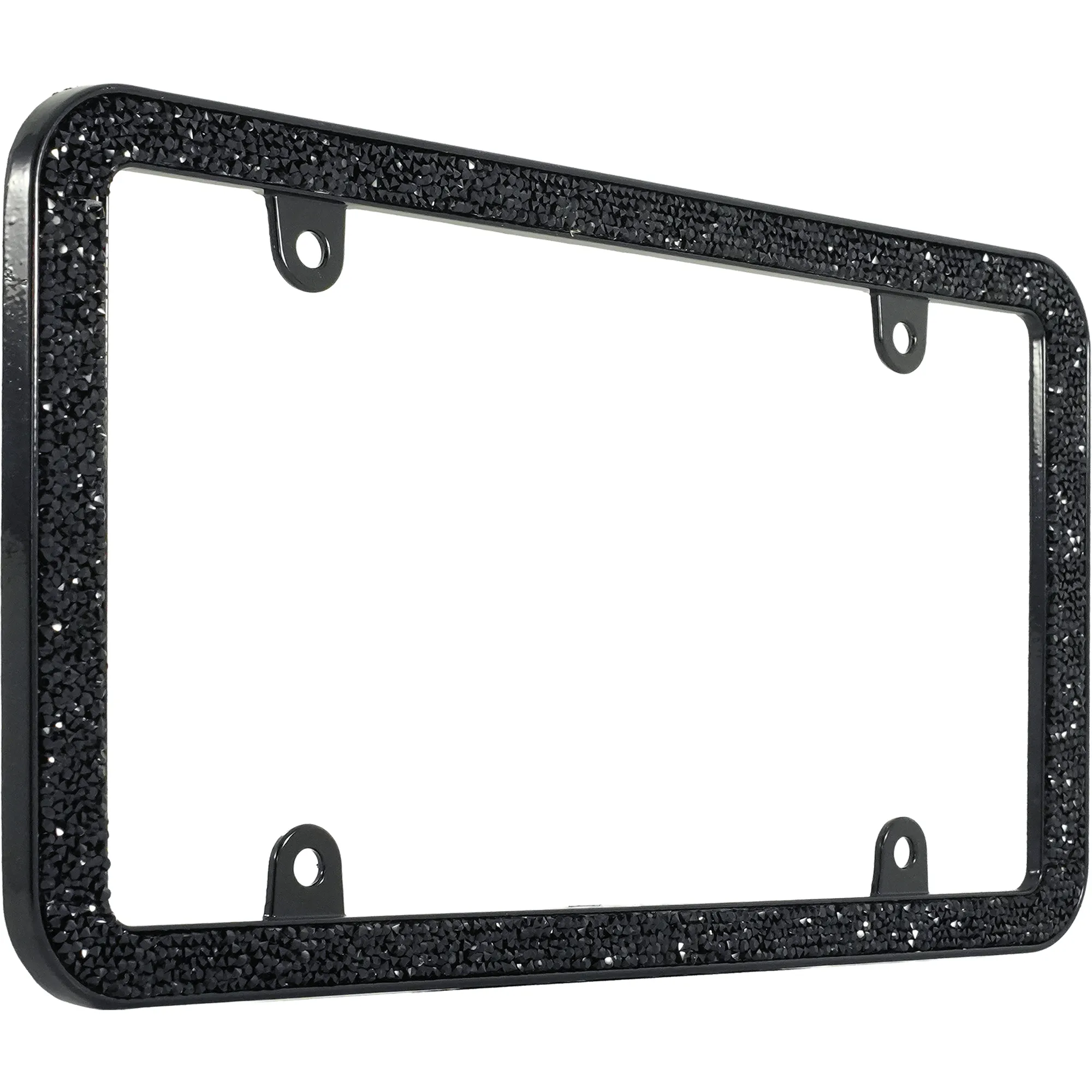 Shattered License Plate Frame, Black (with fastener caps)