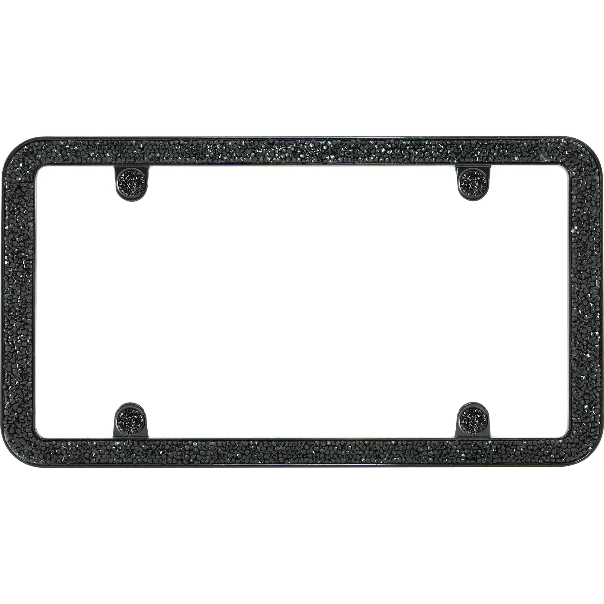 Shattered License Plate Frame, Black (with fastener caps)
