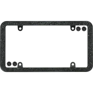 Cruiser Accessories Shattered black license plate frame, front view with fastener caps