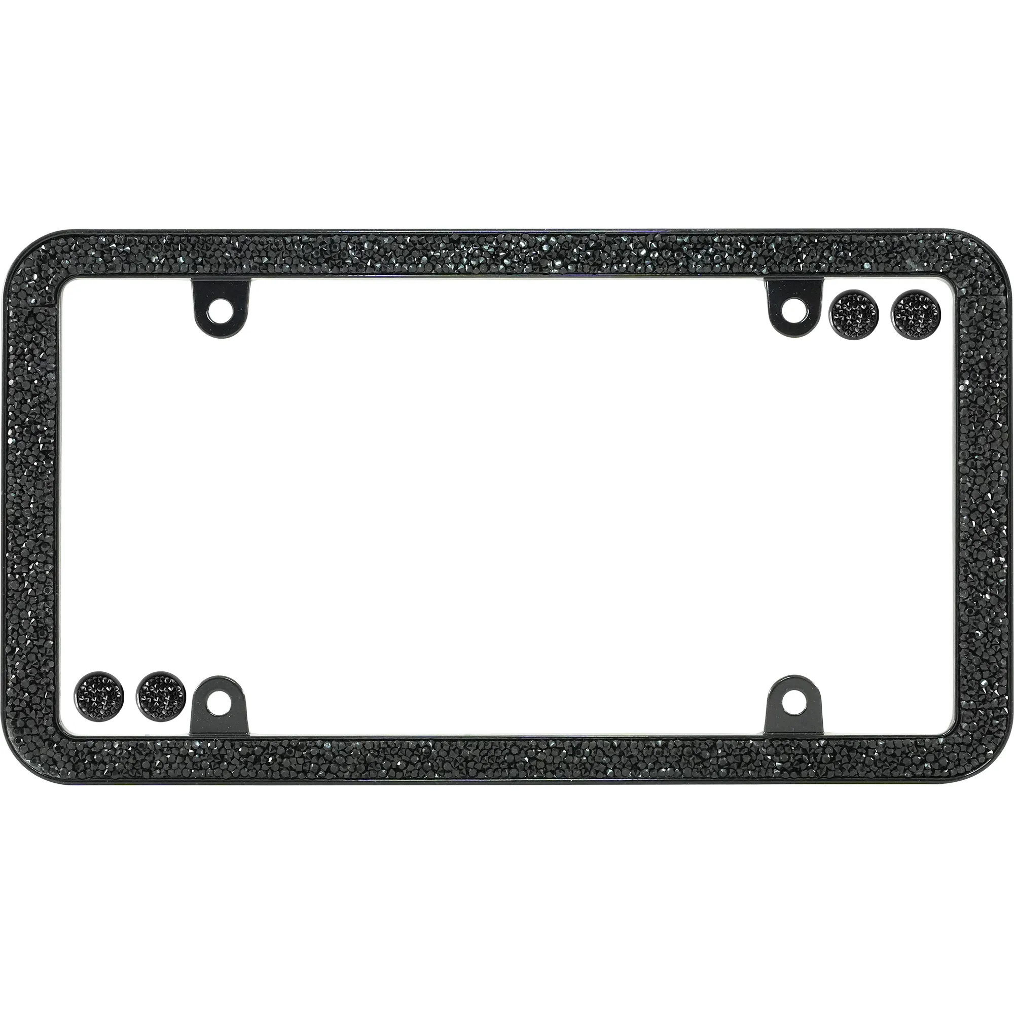 Shattered License Plate Frame, Black (with fastener caps)