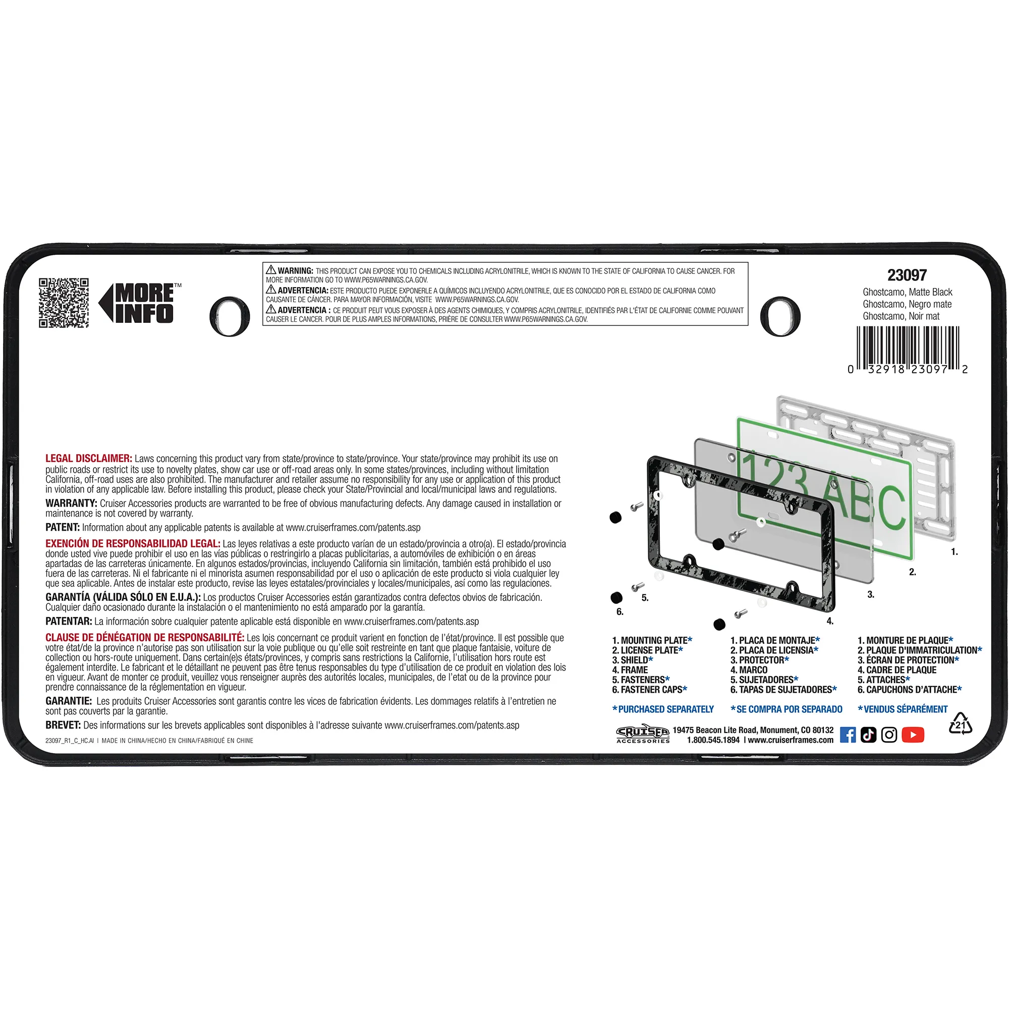 Ghostcamo License Plate Frame, Black/Gray