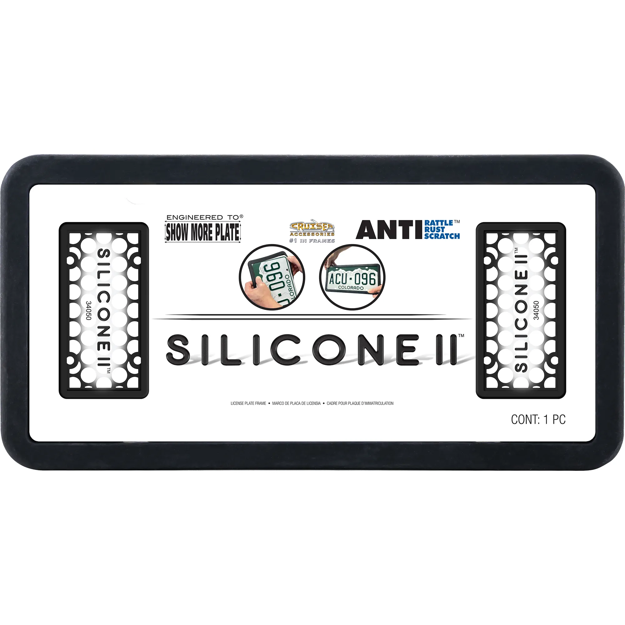 Silicone License Plate Frame, Black