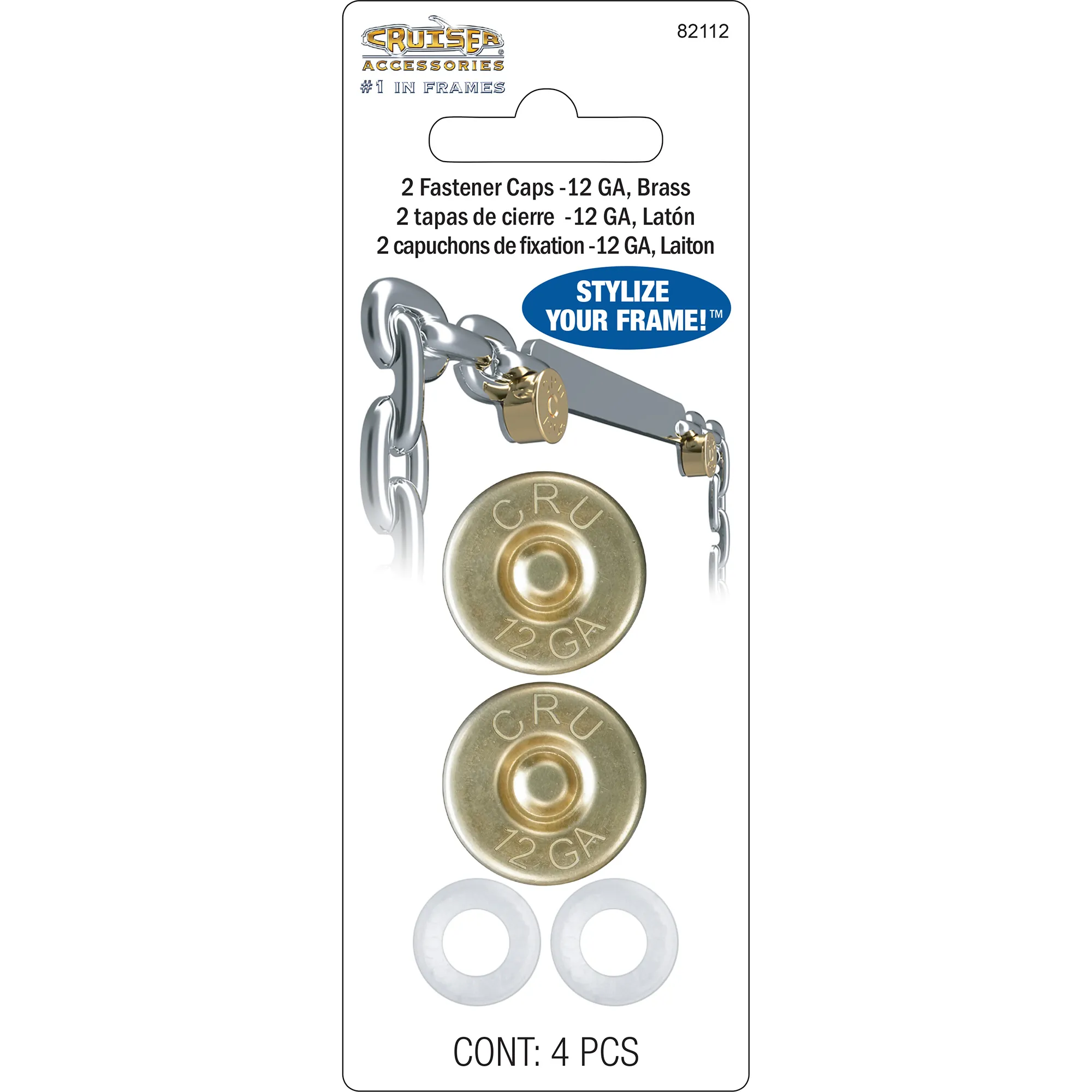 12 GA License Plate Fastener Caps, Brass
