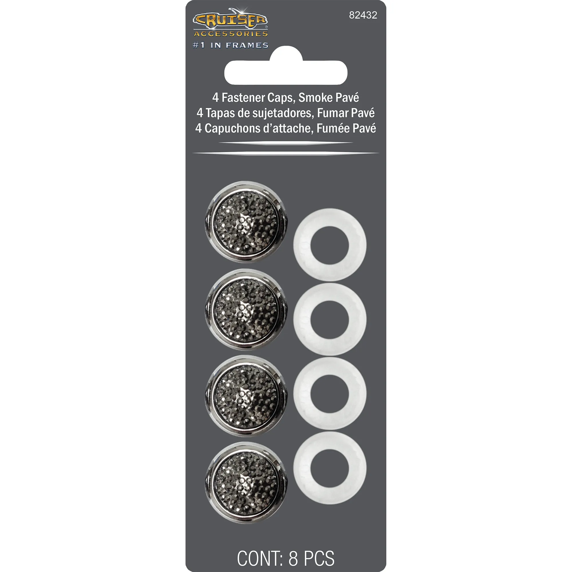 Smoke Pavé License Plate Fastener Caps