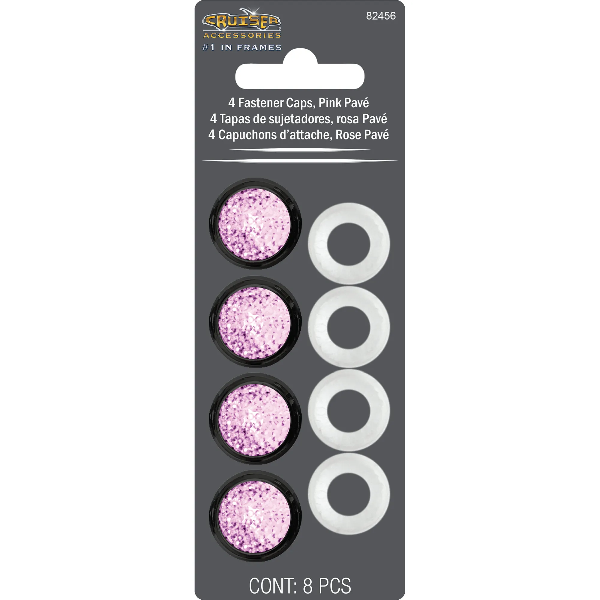 Pink Pavé License Plate Fastener Caps