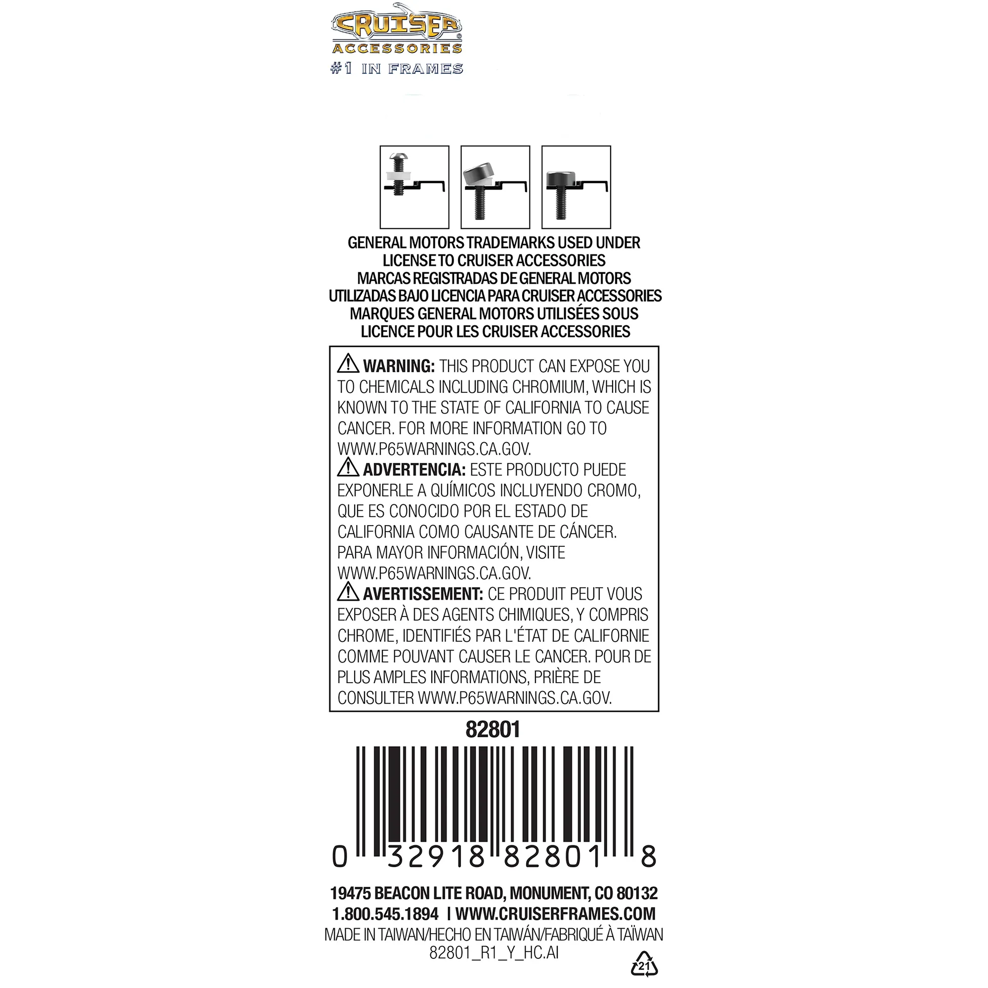 Chevrolet License Plate Fastener Caps