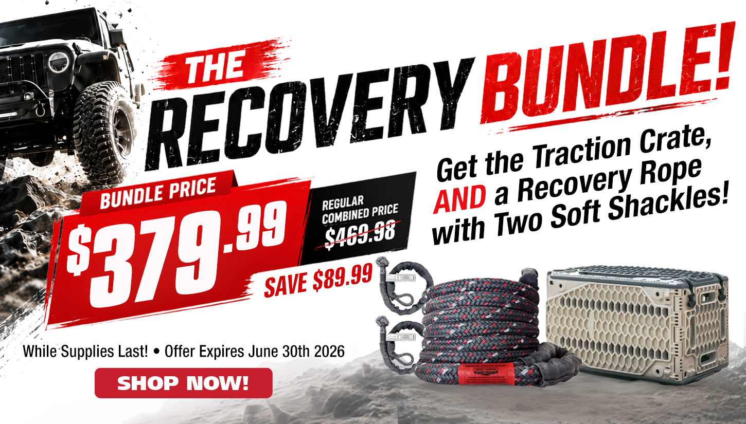 Rock Tamers Recovery Bundle - 1 Traction Crate with 1 Recovery Rope for a $89.99